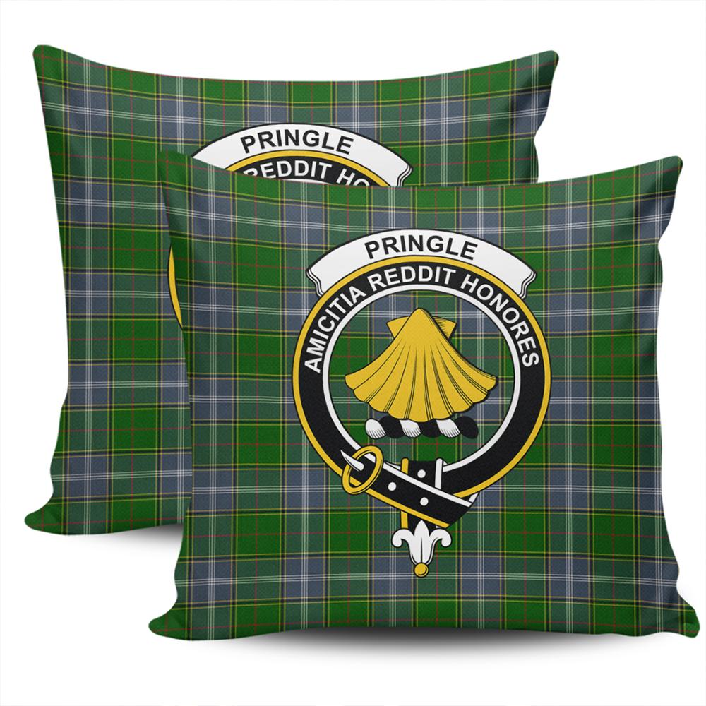Clan Pringle Tartan Crest Pillow Cover LR80 Clan Pringle Tartan Today
