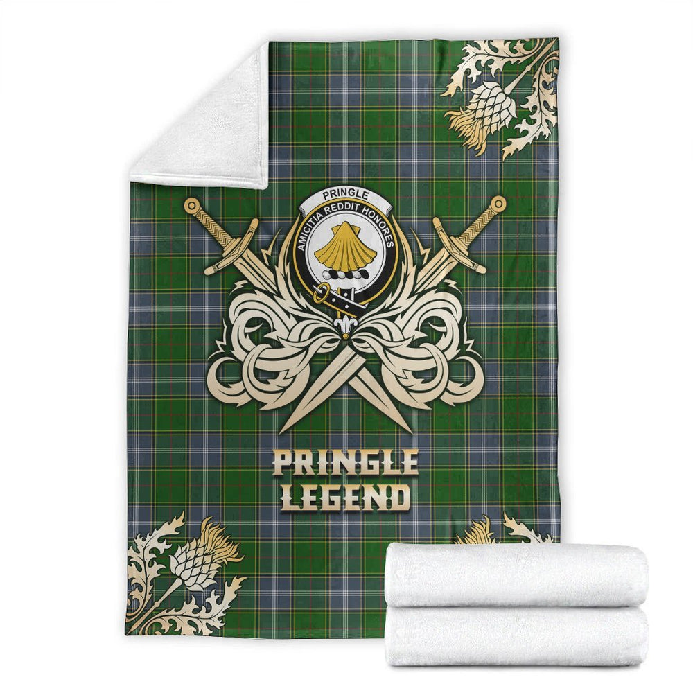 Clan Pringle Tartan Gold Courage Symbol Blanket FT13 Clan Pringle Tartan Today