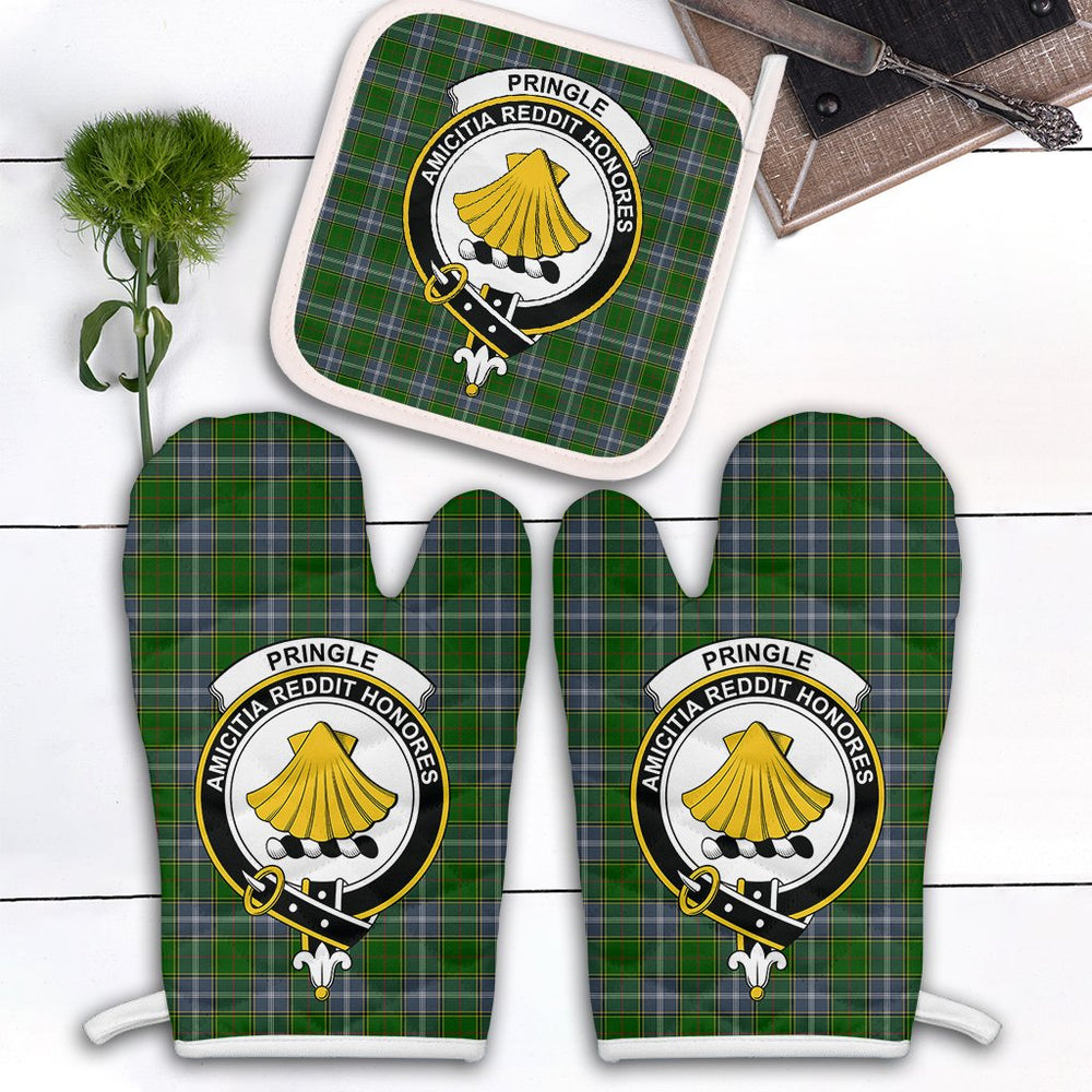 Clan Pringle Tartan Crest Oven Mitt And Pot Holder (2 Oven Mitts + 1 Pot Holder) DR98 Clan Pringle Tartan Today