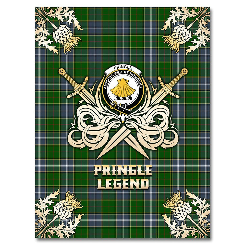 Clan Pringle Tartan Gold Courage Symbol Blanket FT13 Clan Pringle Tartan Today