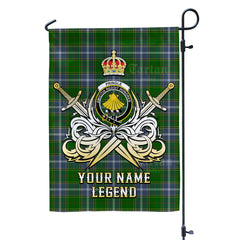 Custom Name Clan Pringle Tartan Garden Flag with Clan Crest and the Golden Sword of Courageous Legacy JG58