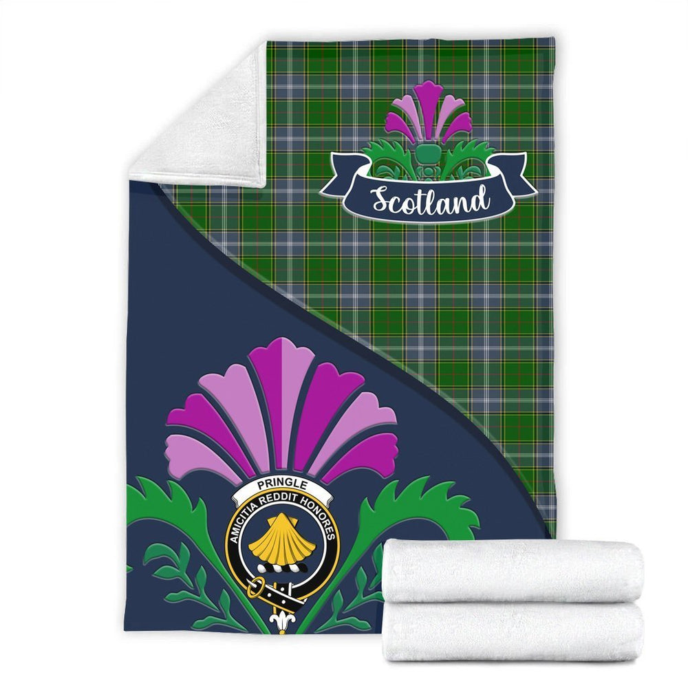 Clan Pringle Tartan Crest Premium Blanket Thistle Style OL61 Clan Pringle Tartan Today