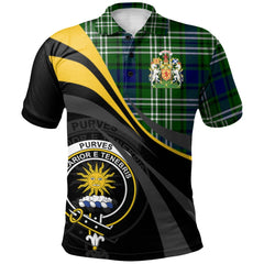 Clan Purves Tartan Polo Shirt - Royal Coat Of Arms Style NU89 Purves Tartan Tartan Polo