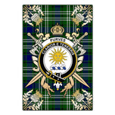 Clan Purves Tartan Crest Black Garden Flag - Gold Thistle WO28 Clan Purves Tartan Today