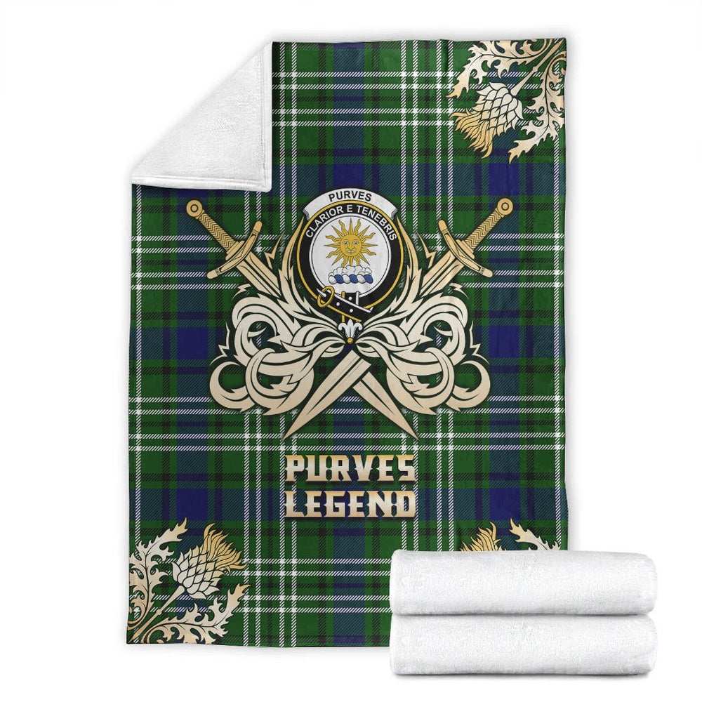Clan Purves Tartan Gold Courage Symbol Blanket UB55 Clan Purves Tartan Today