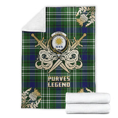 Clan Purves Tartan Gold Courage Symbol Blanket UB55 Clan Purves Tartan Today