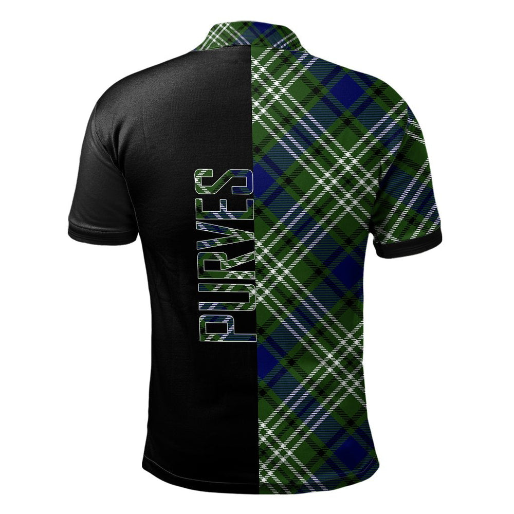 Clan Purves Tartan Polo Shirt Half of Me - Cross Style OM51 Purves Tartan Tartan Polo