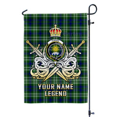 Custom Name Clan Purves (Tweedside) Tartan Garden Flag with Clan Crest and the Golden Sword of Courageous Legacy SC80