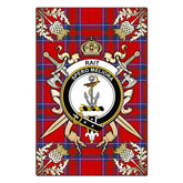 Clan Rait Tartan Crest Black Garden Flag - Gold Thistle FO44 Clan Rait (Rait Tartan) Tartan Today