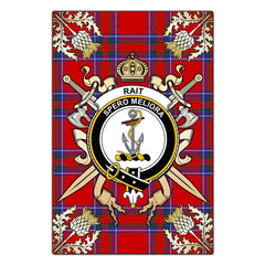Clan Rait Tartan Crest Black Garden Flag - Gold Thistle FO44 Clan Rait (Rait Tartan) Tartan Today