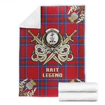Clan Rait Tartan Gold Courage Symbol Blanket