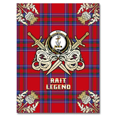 Clan Rait Tartan Gold Courage Symbol Blanket FV74 Clan Rait (Rait Tartan) Tartan Today