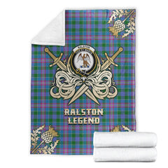 Clan Ralston Tartan Gold Courage Symbol Blanket SK39 Clan Ralston Tartan Today