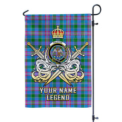 Custom Name Clan Ralston Tartan Garden Flag with Clan Crest and the Golden Sword of Courageous Legacy QL21