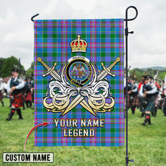 Personalized Custom Name Clan Ralston Tartan Garden Flag with Clan Crest and the Golden Sword of Courageous Legacy QL21 - Ralston Tartan Design, Scottish Heritage Gift