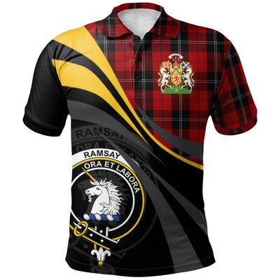 Clan Ramsay Tartan Polo Shirt - Royal Coat Of Arms Style