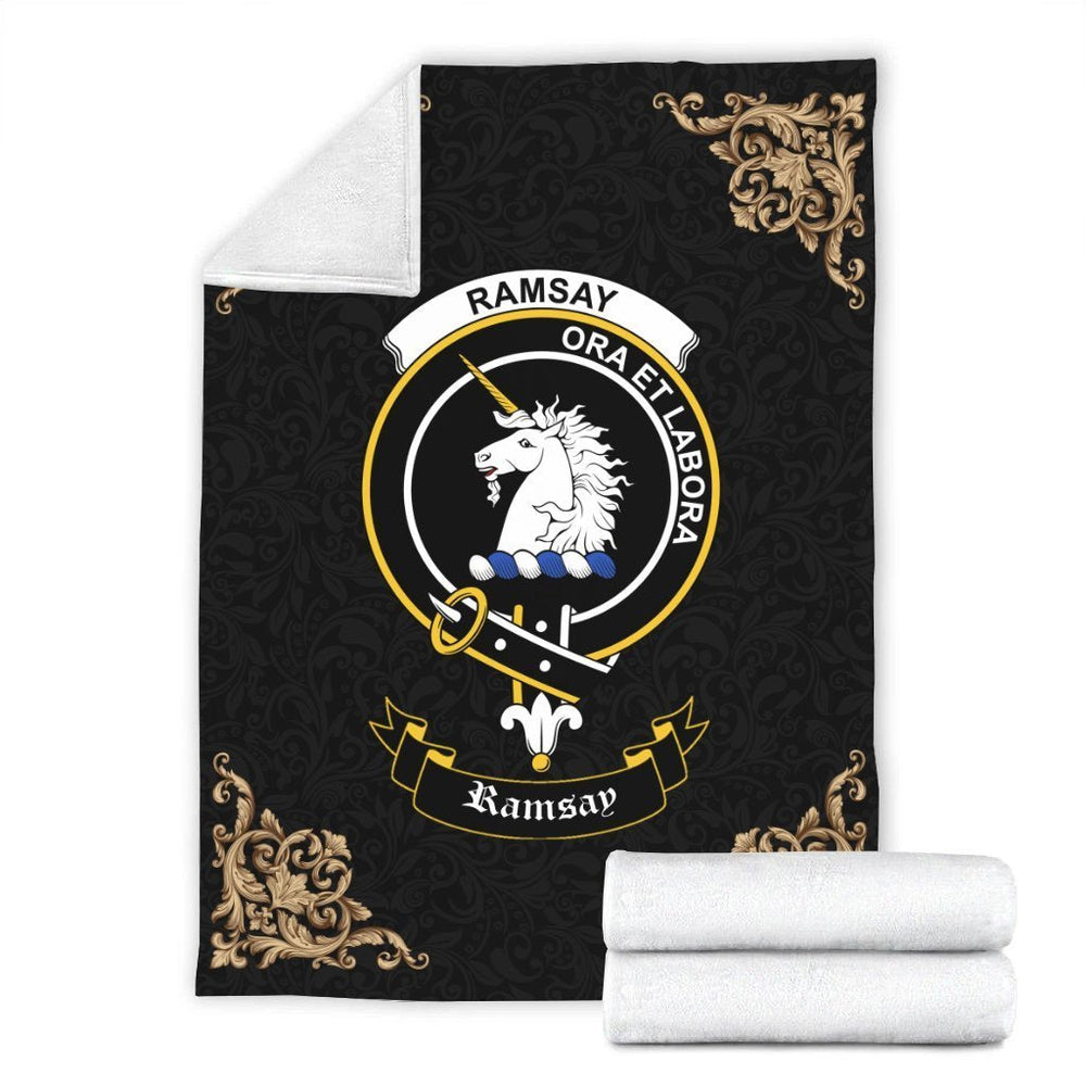 Clan Ramsay Crest Tartan Premium Blanket Black LT95 Clan Ramsay Tartan Today