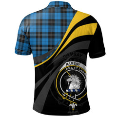 Clan Ramsay Blue Ancient Tartan Polo Shirt - Royal Coat Of Arms Style VA55 Ramsay Blue Ancient Tartan Tartan Polo