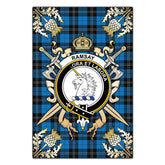 Clan Ramsay Blue Ancient Tartan Crest Black Garden Flag - Gold Thistle HW20 Clan Ramsay Tartan Today