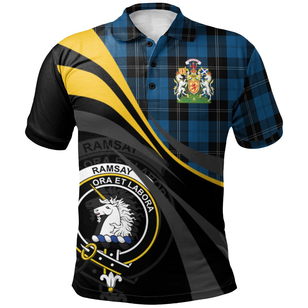 Clan Ramsay Blue Hunting Tartan Polo Shirt - Royal Coat Of Arms Style WZ85 Ramsay Blue Hunting Tartan Tartan Polo