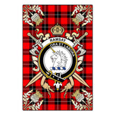Clan Ramsay Modern Tartan Crest Black Garden Flag - Gold Thistle DK51 Clan Ramsay Tartan Today