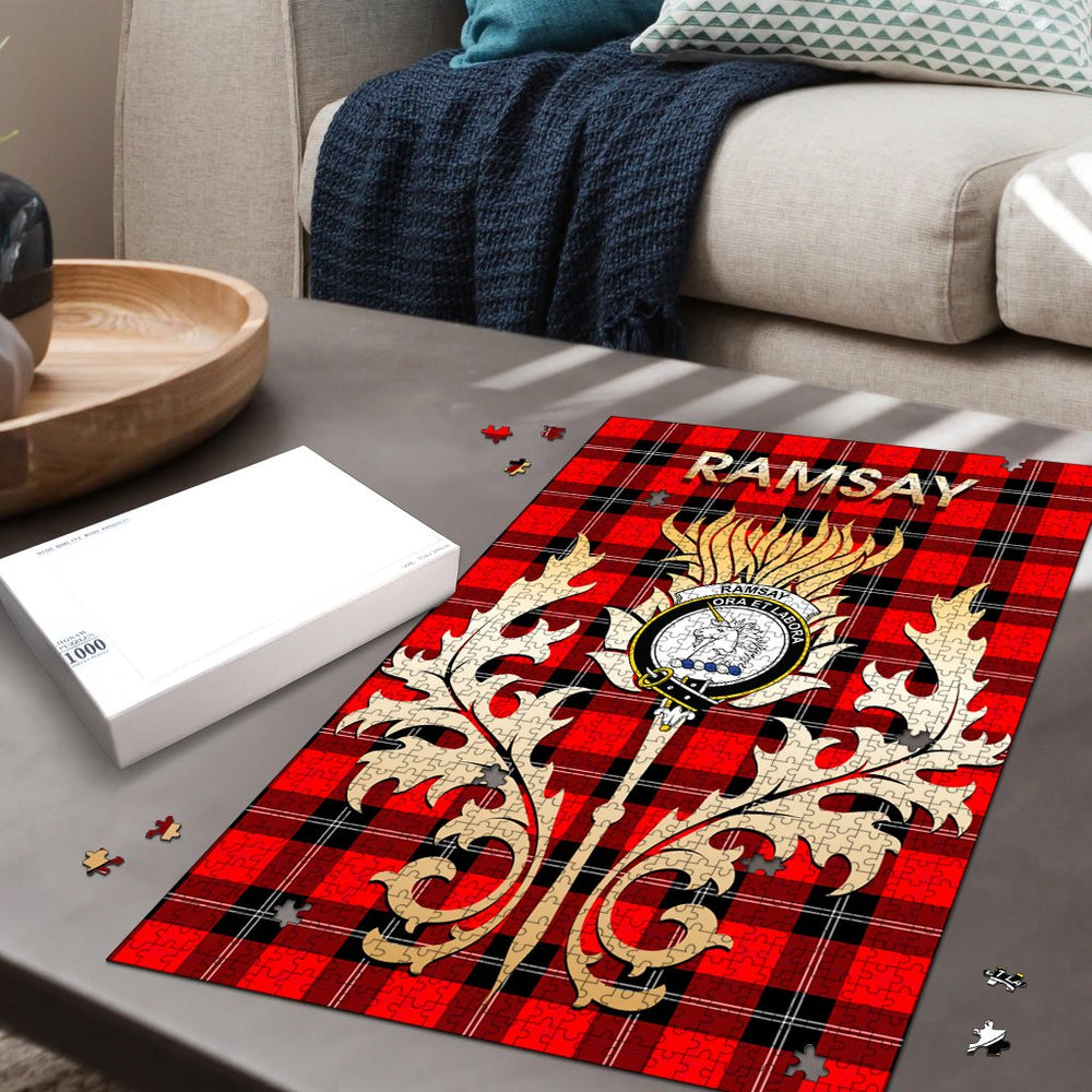 Clan Ramsay Modern Tartan Crest Thistle Jigsaw Puzzles Gift For Family HQ59 Clan Ramsay Tartan Today