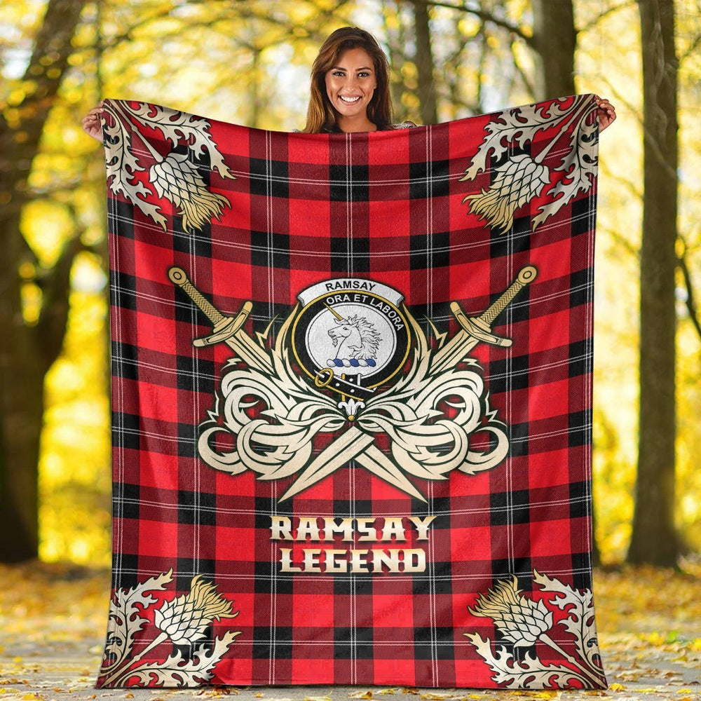 Clan Ramsay Modern Tartan Gold Courage Symbol Blanket LA59 Clan Ramsay Tartan Today