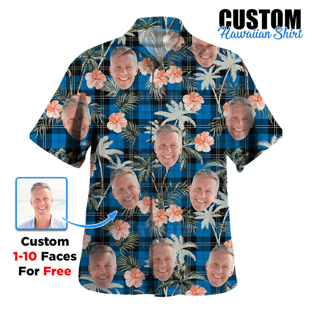 Clan Ramsay Blue Ancient Tartan Custom Face Hawaiian Shirt – Unisex Gift for Family Members, Summer Party QJ92 Ramsay Blue Ancient Tartan Tartan Hawaii Shirt