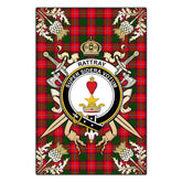 Clan Rattray Modern Tartan Crest Black Garden Flag - Gold Thistle FU49 Clan Rattray Tartan Today