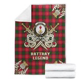 Clan Rattray Modern Tartan Gold Courage Symbol Blanket AN45 Clan Rattray Tartan Today