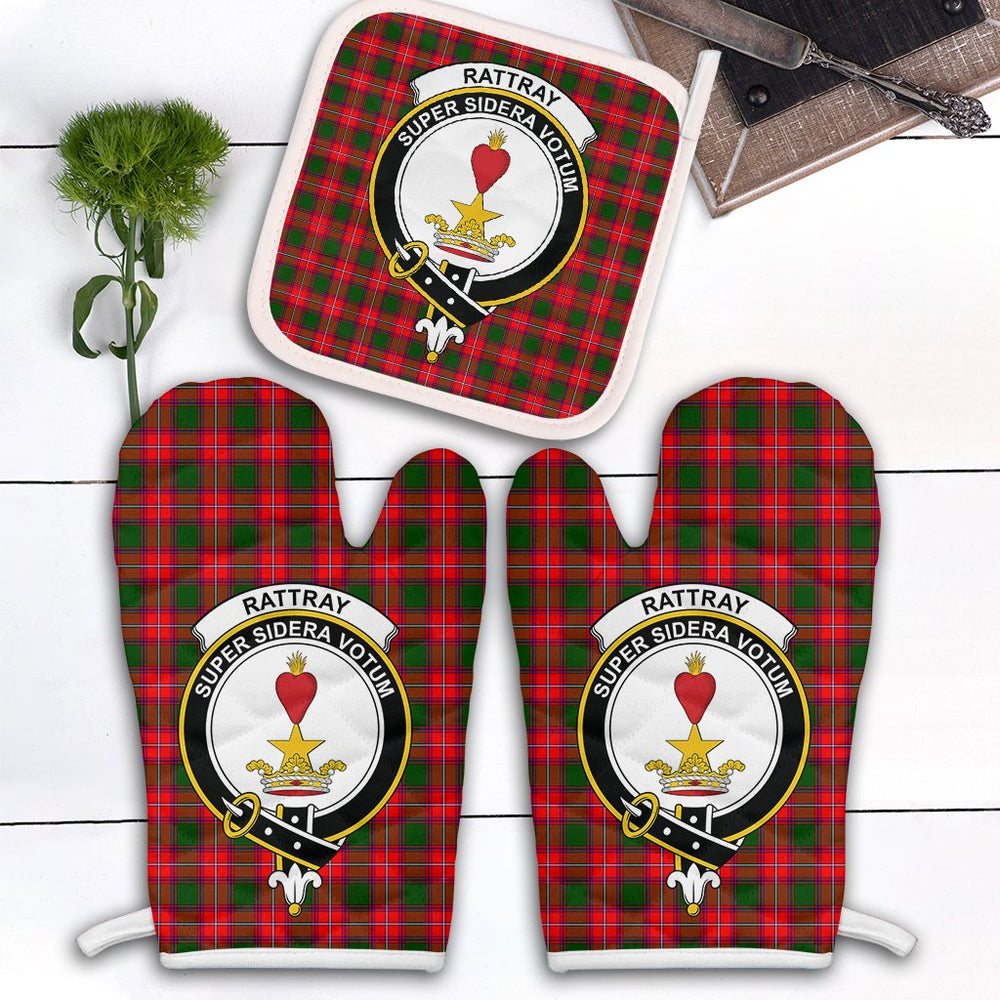 Clan Rattray Modern Tartan Crest Oven Mitt And Pot Holder (2 Oven Mitts + 1 Pot Holder) KS96 Clan Rattray Tartan Today