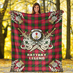 Clan Rattray Modern Tartan Gold Courage Symbol Blanket AN45 Clan Rattray Tartan Today