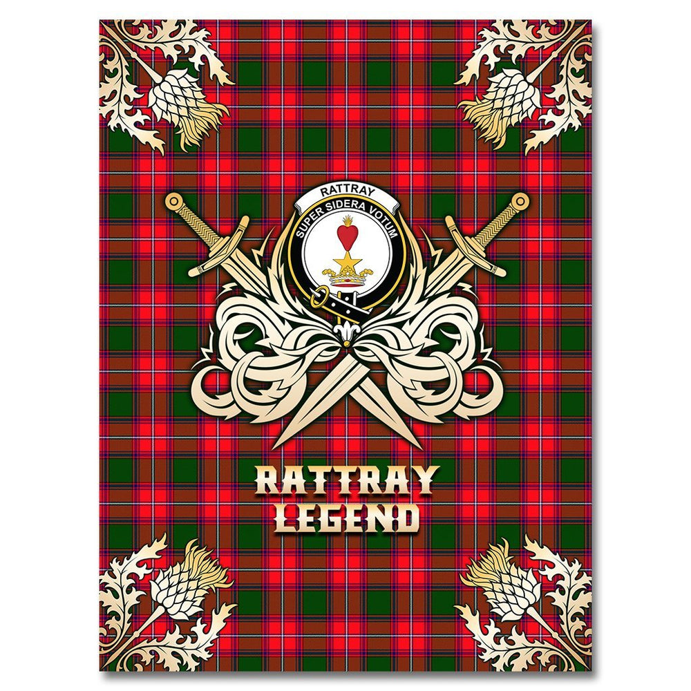 Clan Rattray Modern Tartan Gold Courage Symbol Blanket AN45 Clan Rattray Tartan Today