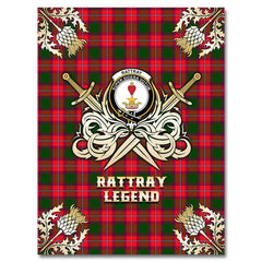 Clan Rattray Modern Tartan Gold Courage Symbol Blanket AN45 Clan Rattray Tartan Today