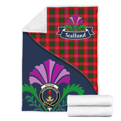 Clan Rattray Tartan Crest Premium Blanket Thistle Style
