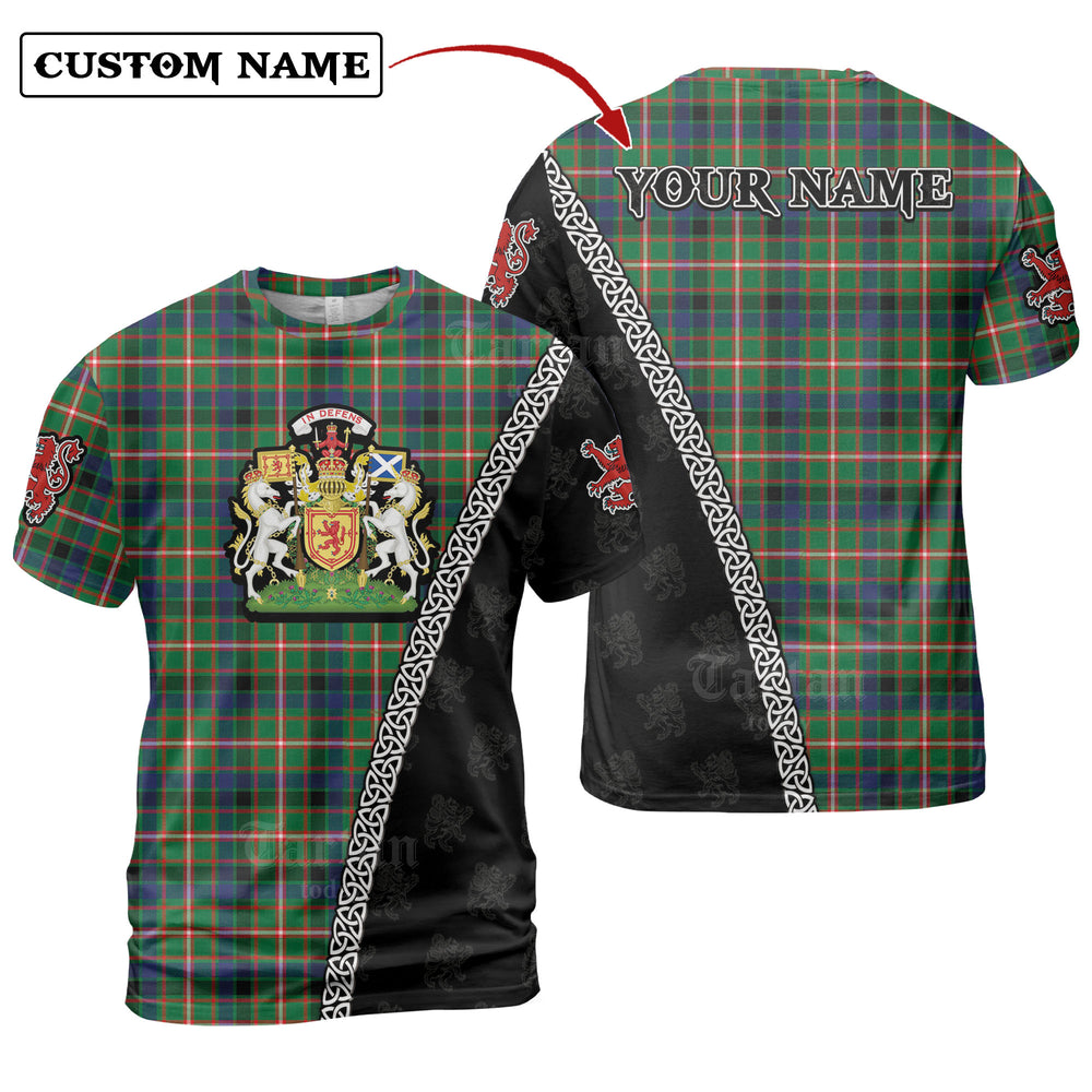 Reid Green Tartan Shirt with Scotland Coat of Arms & Custom Name ZD70