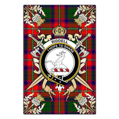 Clan Riddell Tartan Crest Black Garden Flag - Gold Thistle WK11 Clan Riddell Tartan Today