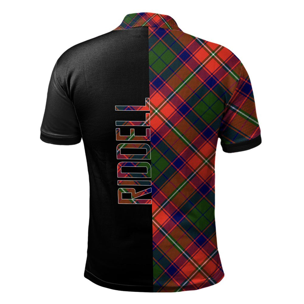 Clan Riddell Tartan Polo Shirt Half of Me - Cross Style PB87 Riddell Tartan Tartan Polo