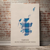 Roberton Tartan Scotland Map Canvas – “Tartan Runs Through My Veins” Wall Art