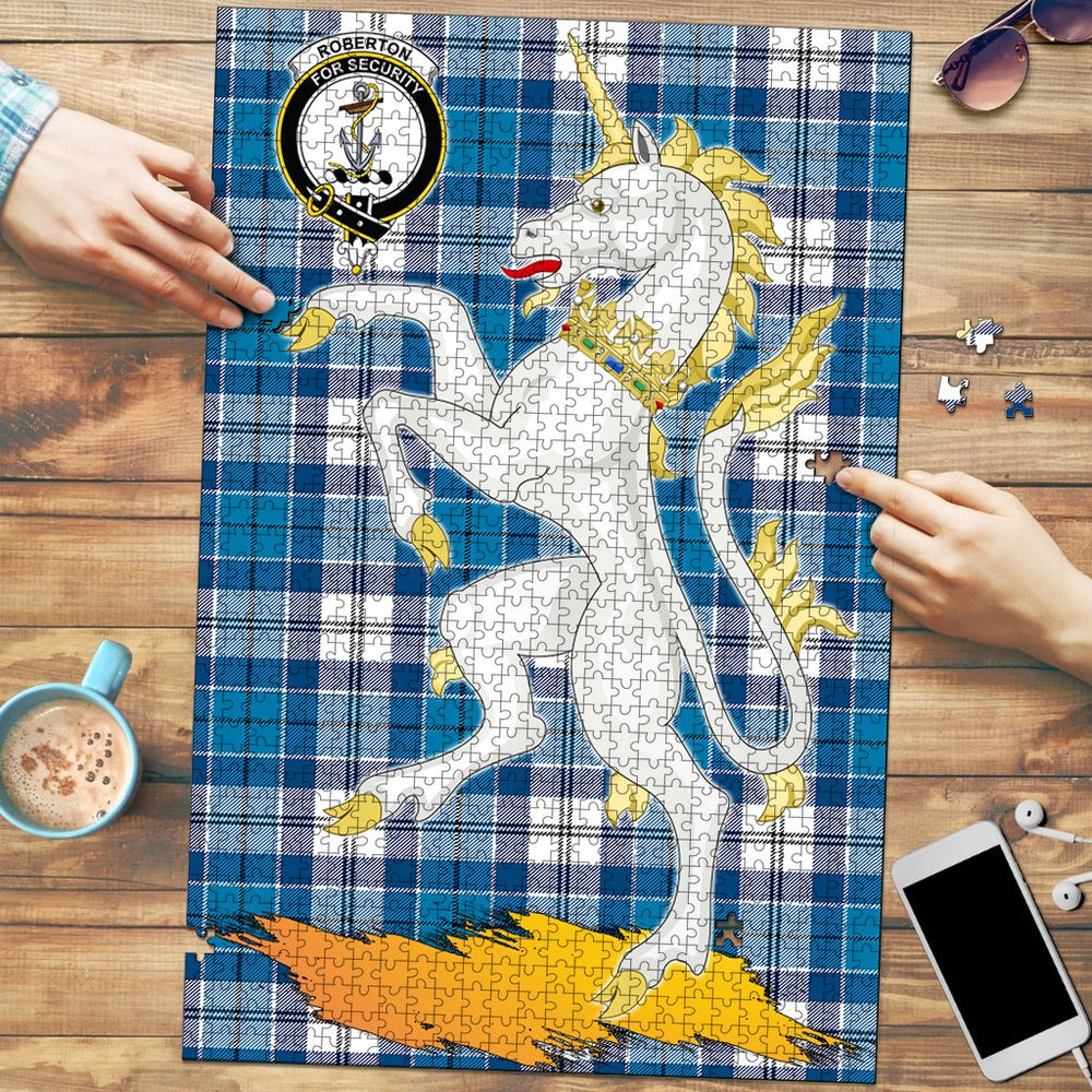 Clan Roberton Tartan Crest Unicorn Scotland Jigsaw Puzzles Gift For Family IN91 Clan Roberton Tartan Today