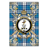 Clan Roberton Tartan Crest Black Garden Flag - Gold Thistle RN29 Clan Roberton Tartan Today