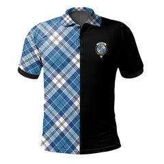 Clan Roberton Tartan Polo Shirt Half of Me - Cross Style YK49 Roberton Tartan Tartan Polo