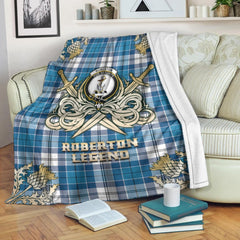 Clan Roberton Tartan Gold Courage Symbol Blanket KY94 Clan Roberton Tartan Today
