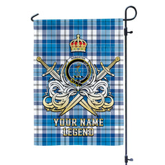 Custom Name Clan Roberton Tartan Garden Flag with Clan Crest and the Golden Sword of Courageous Legacy NZ52