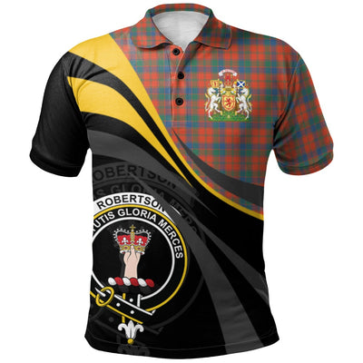 Clan Robertson Ancient Tartan Polo Shirt - Royal Coat Of Arms Style