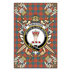 Clan Robertson Ancient Tartan Crest Black Garden Flag - Gold Thistle EW72 Clan Robertson Tartan Today