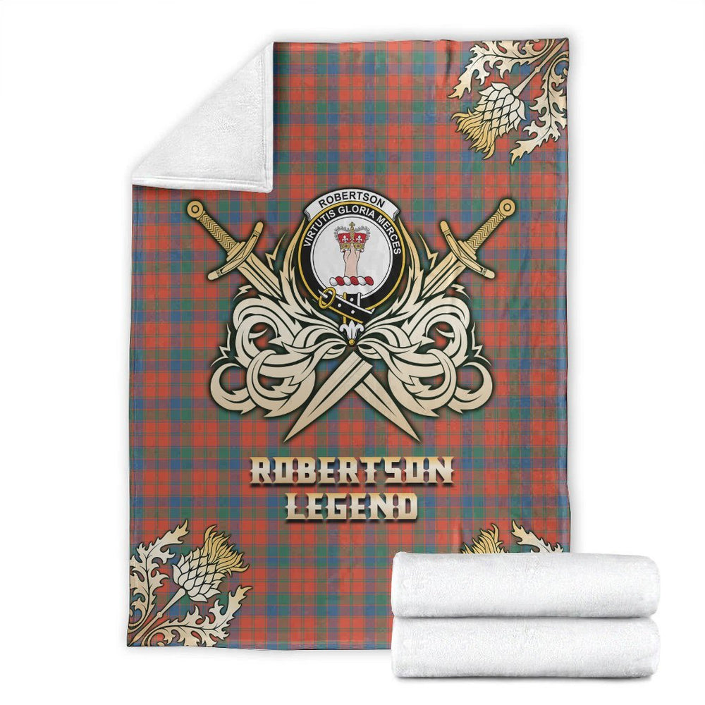 Clan Robertson Ancient Tartan Gold Courage Symbol Blanket BH76 Clan Robertson Tartan Today