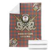 Clan Robertson Ancient Tartan Gold Courage Symbol Blanket BH76 Clan Robertson Tartan Today