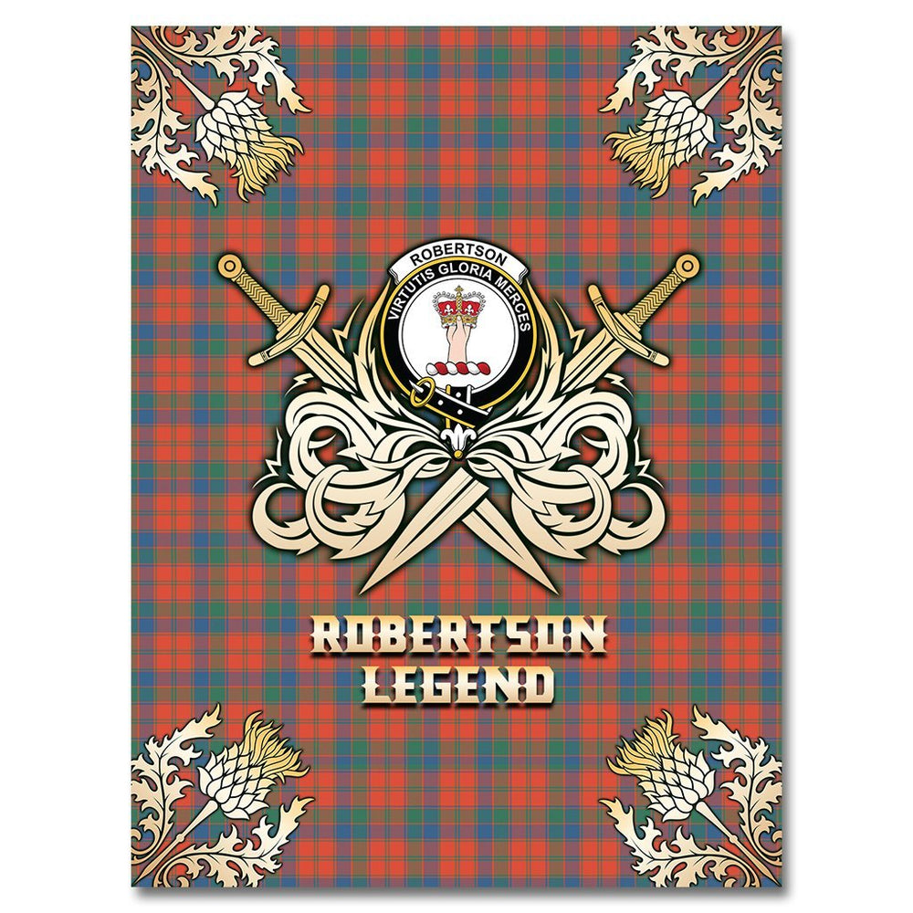Clan Robertson Ancient Tartan Gold Courage Symbol Blanket BH76 Clan Robertson Tartan Today