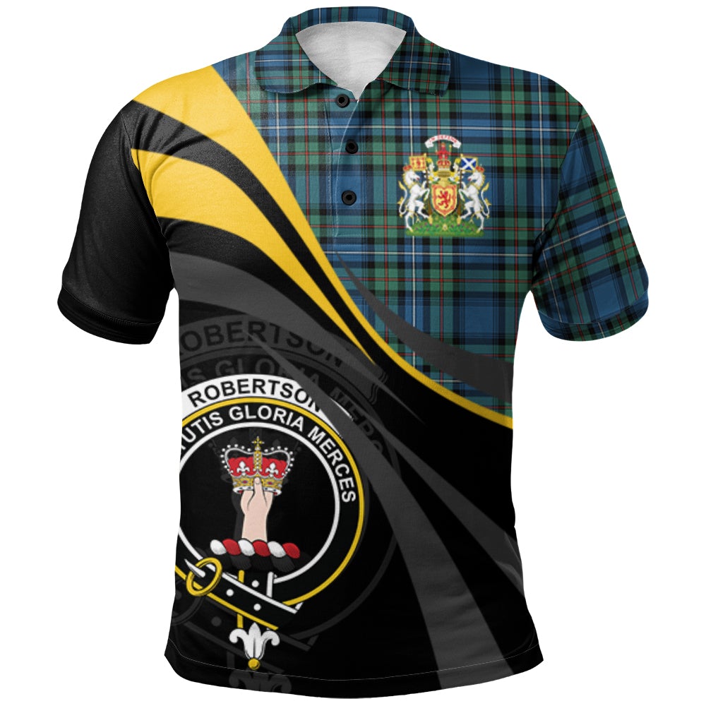 Clan Robertson Hunting Ancient Tartan Polo Shirt - Royal Coat Of Arms Style GR82 Robertson Hunting Ancient Tartan Tartan Polo